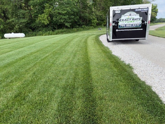 Striped, weed free lawn treated by Exact Rate Turf in Boone County, Indiana